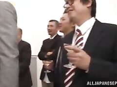 Sexy Asian milf Aino Kishi is in a gangbang playing with toys.